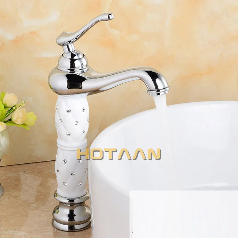 Afralia™ White Brass Basin Faucet Cold Hot Water Sink Tap Mixer