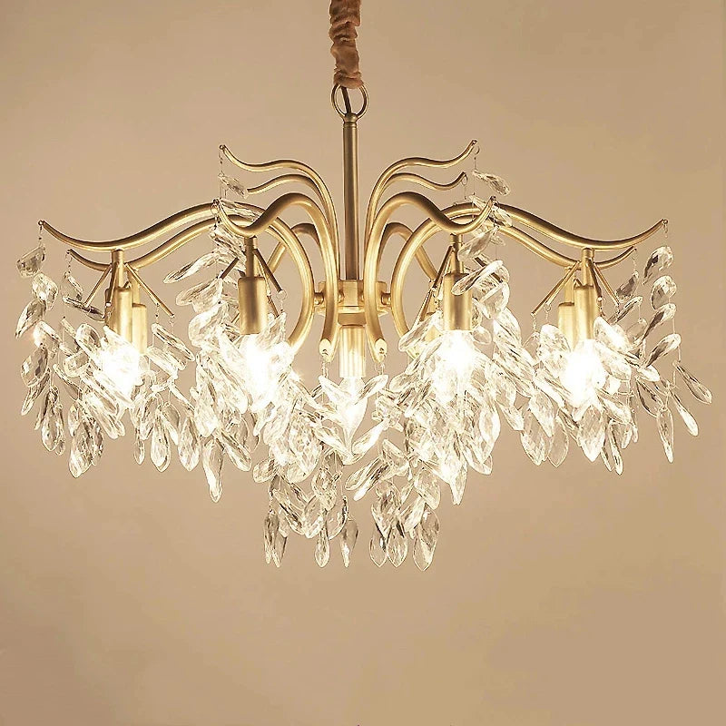 Afralia™ Crystal LED Chandelier: Luxury Indoor Lighting for Home, Kitchen, Living Room