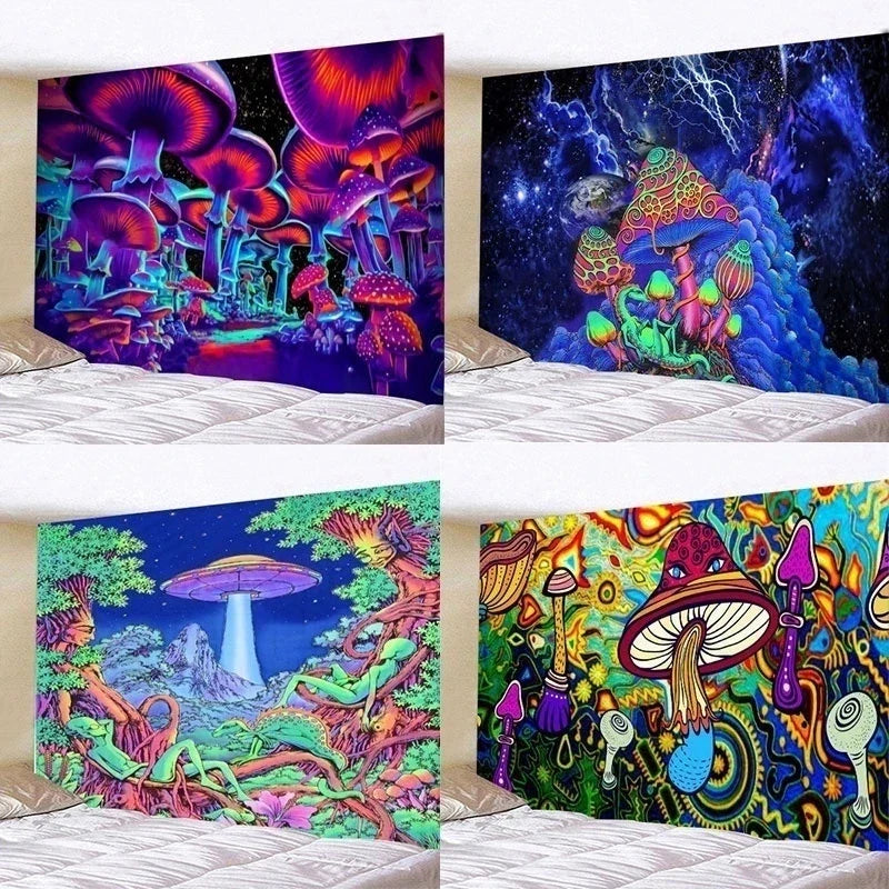 Afralia™ Illusory Mushroom Art Tapestry - Colorful Hippie Wall Hanging