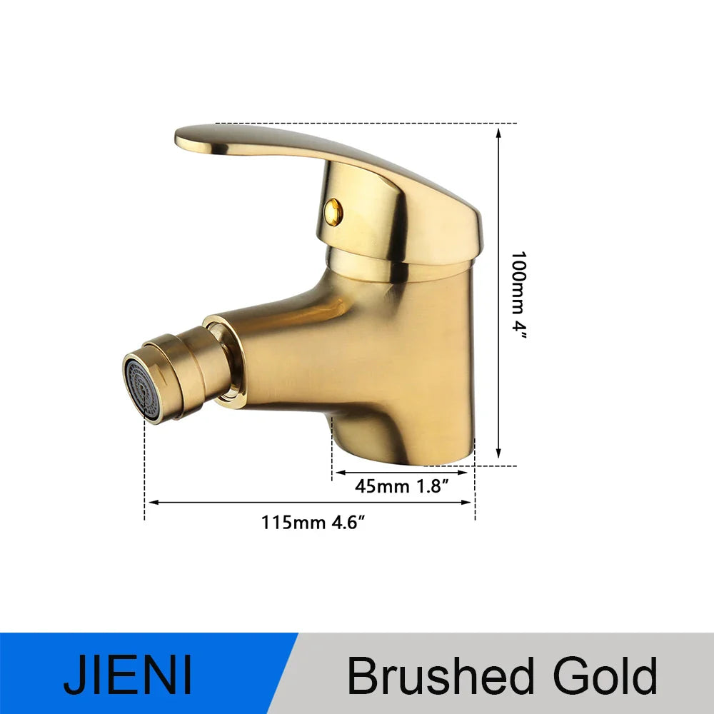 Afralia™ Brushed Gold Basin Mixer Tap - Solid Brass Vessel Vanity Faucet