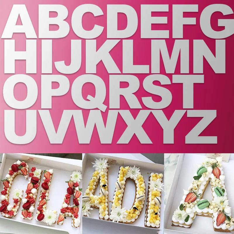 Afralia™ PET Alphabet Cake Molds Set - DIY Baking Pastry Mould for Creative Desserts