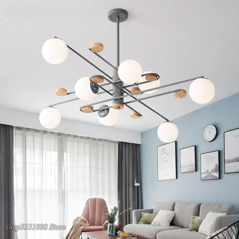 Nordic Glass Ball LED Chandelier for Modern Living Spaces by Afralia™