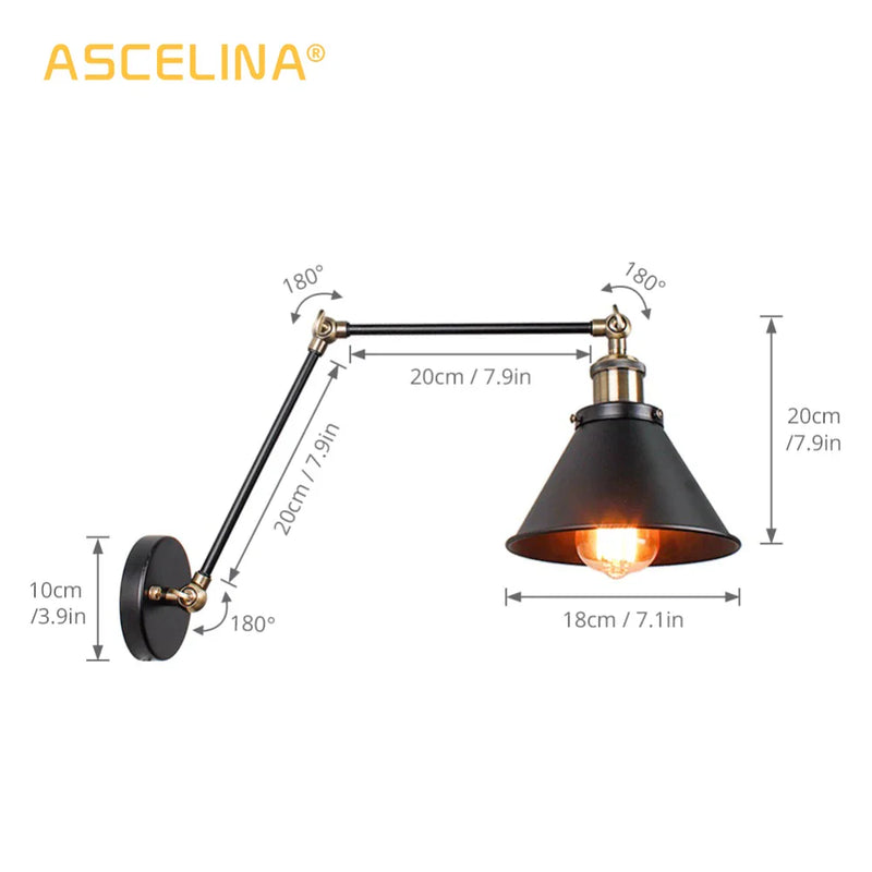 Afralia™ Vintage Industrial Wall Lamp, Adjustable LED Sconces, American Retro Lighting