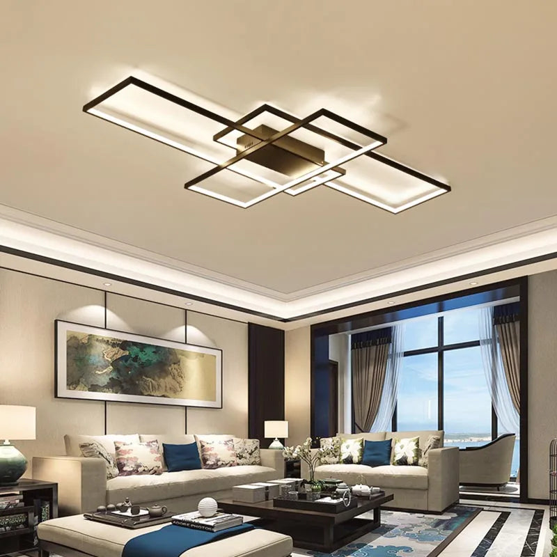 Afralia™ Modern Black/White LED Chandelier – Aluminum Ceiling Lighting for Living Room & Bedroom