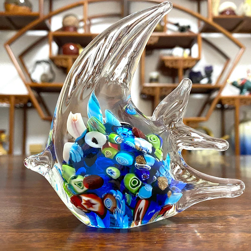 Afralia™ Glass Tropical Fish Figurines: Vivid Colors, Modern Sculpture for Home Décor