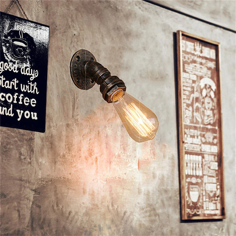 Afralia™ Rustic Industrial Iron Pipe Wall Light for Loft Bedroom & Restaurant Lighting