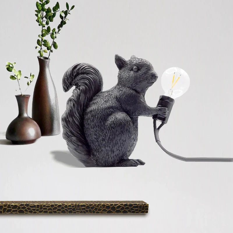 Afralia™ Squirrel Night Light: Nordic Design LED Lamp for Bedroom Decor