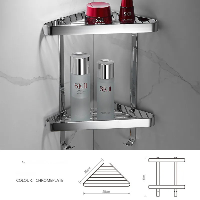 Afralia™ Chrome Bathroom Accessories Set for Towels, Paper, Brush, Hanger, Hook & Shelf