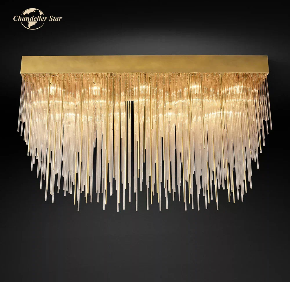 Afralia™ Cascada Rectangular LED Chandelier for Modern Living and Dining Room