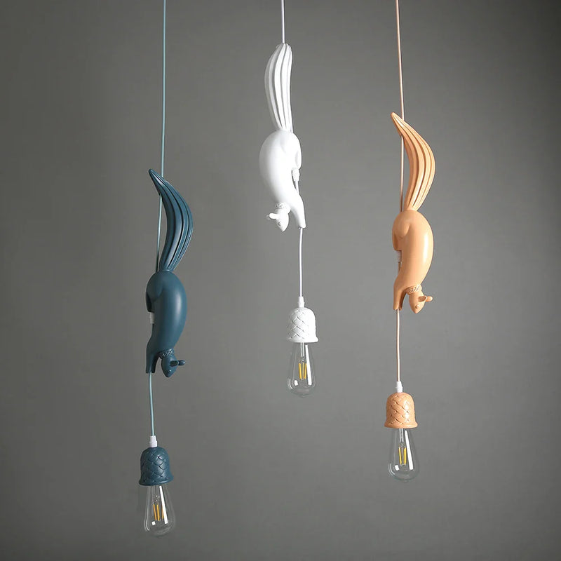 Nordic Squirrel Resin Pendant Light for Indoor Decor by Afralia™