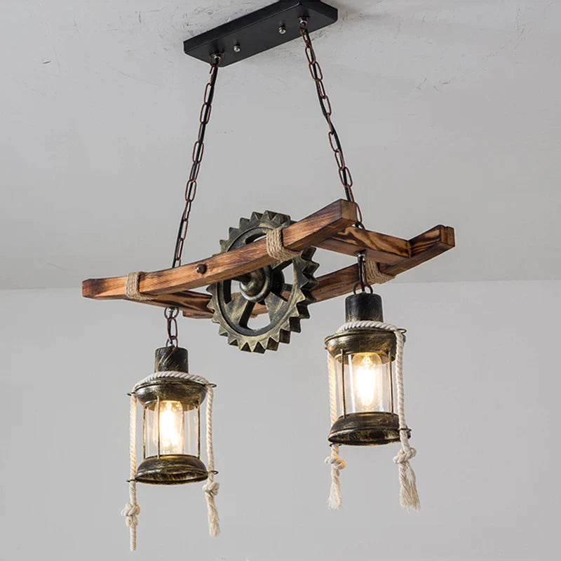 Afralia™ Gear Industrial Chandelier Pendant Lamp for Cafe Bar Restaurant