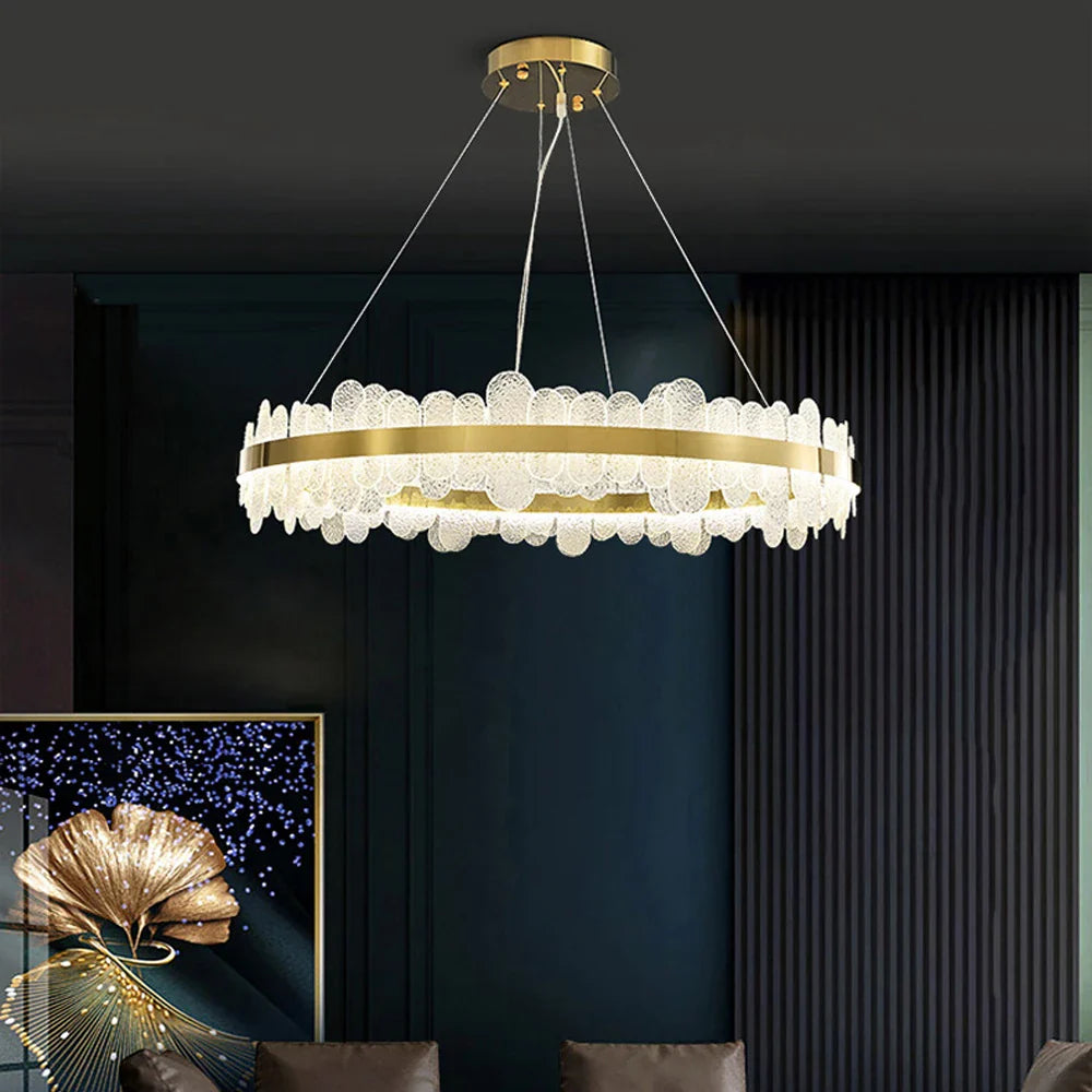 Afralia™ Golden Stainless Steel LED Designer Chandelier for Dining Room