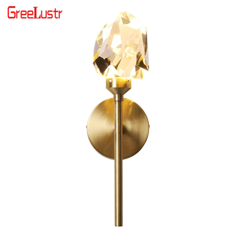 Afralia™ Crystal LED Wall Sconce Copper Light Fixture for Modern Luxury Home Decor