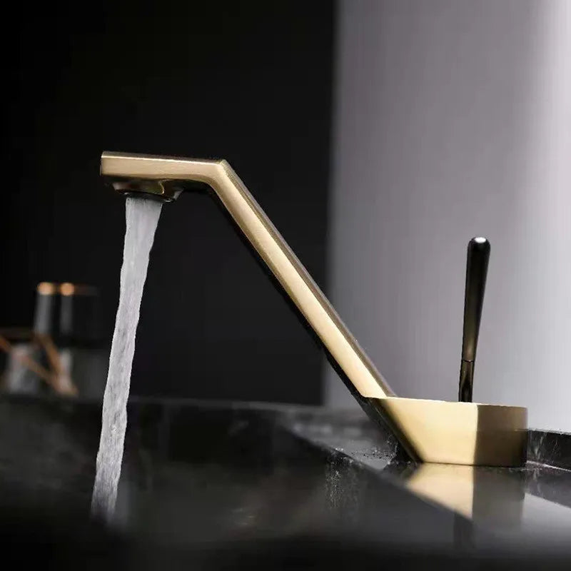 Afralia™ Black Basin Faucet: Modern Single Handle Waterfall Mixer Tap for Bathroom