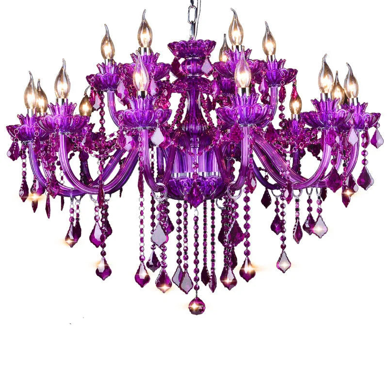 Afralia™ Purple Crystal Chandelier: Elegant European Decorative Pendant Lights for Home and Hospitality