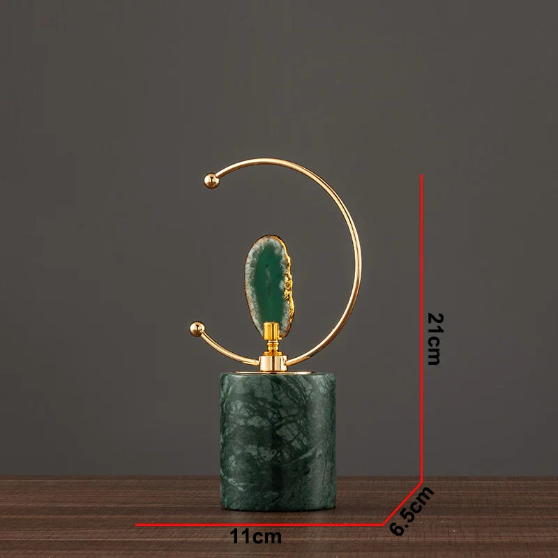 Afralia™ Agate Crafts Marble Base Art Sculpture for Living Room Bookcase