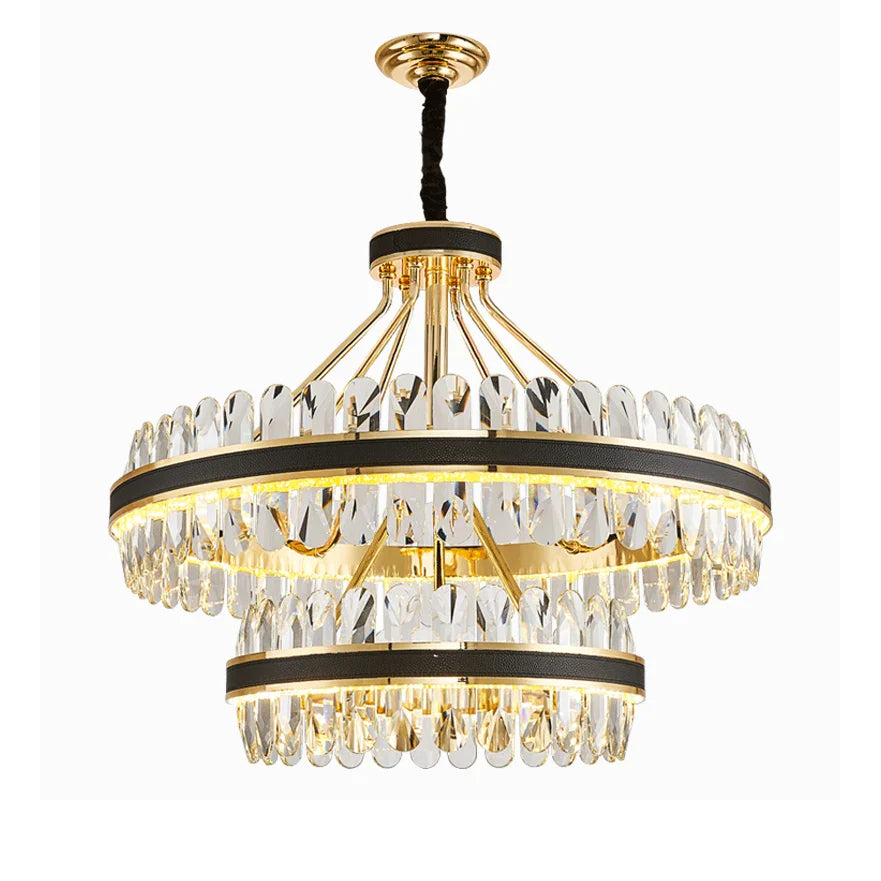 Afralia™ Gold Stainless Steel Crystal Chandelier for Dinning Room