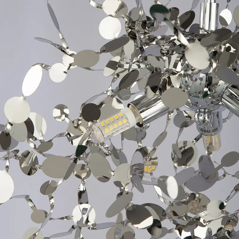 Afralia™ Modern LED Stainless Steel Leaf Chandelier for Restaurant, Living Room, and Bedroom