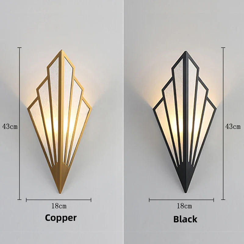 Afralia™ Fan-shaped Metal Wall Light: Modern Bedroom & Living Room Sconce in Gold or Black