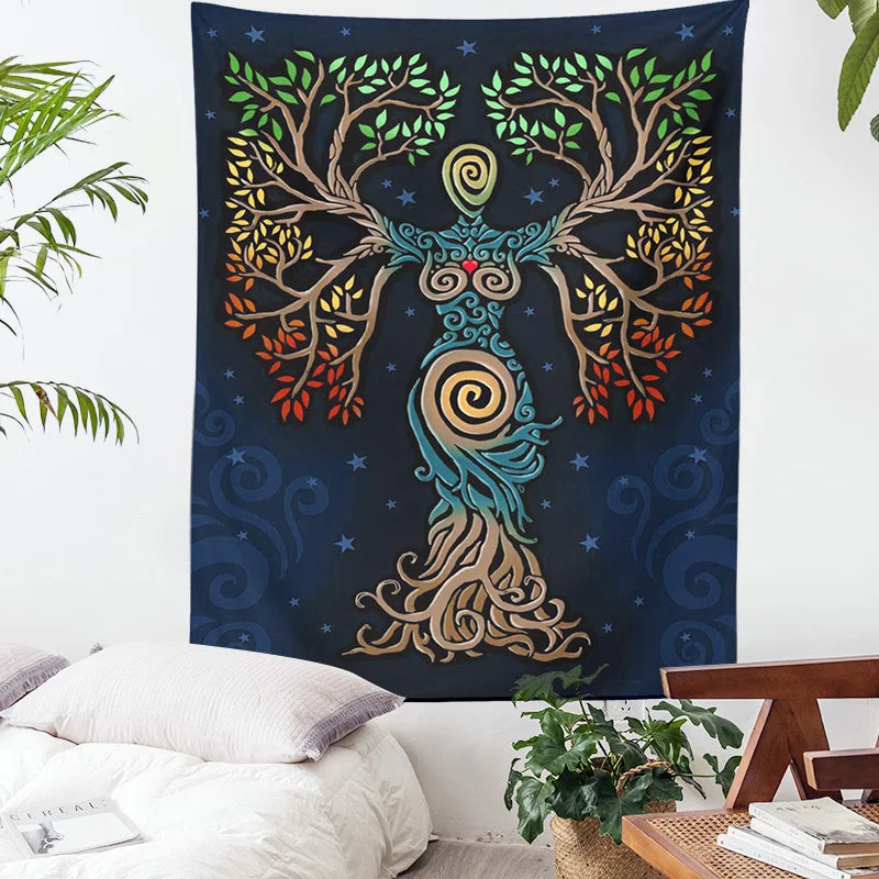 Afralia™ Tarot Mysterious Tree of Life Wall Decor Tapestry Art Dorm Room