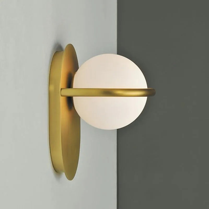Afralia™ Glass Ball Gold Wall Light Sconce | Modern Nordic Bedside Indoor Lamp