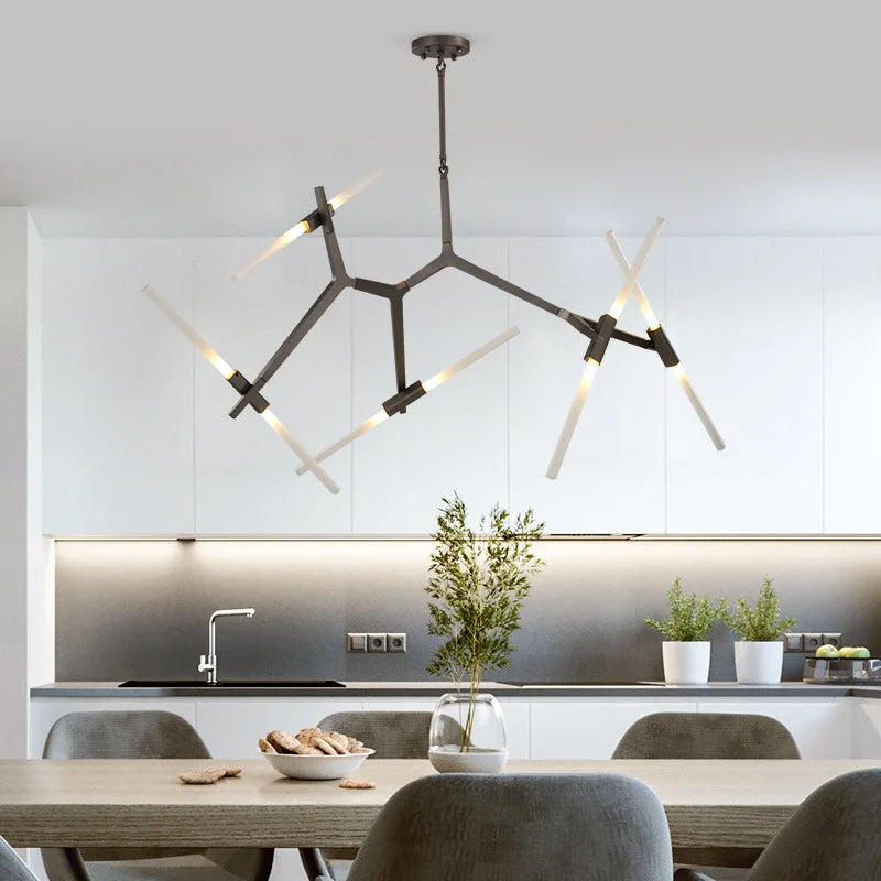 Afralia™ Branch Suspension Pendant Light - Gold Black G9 LED Iron Glass Fixture