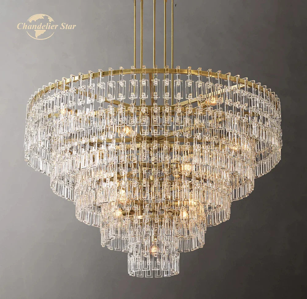 Afralia™ Marignan Crystal Chandelier Tiered Round Living Room Pendant Light