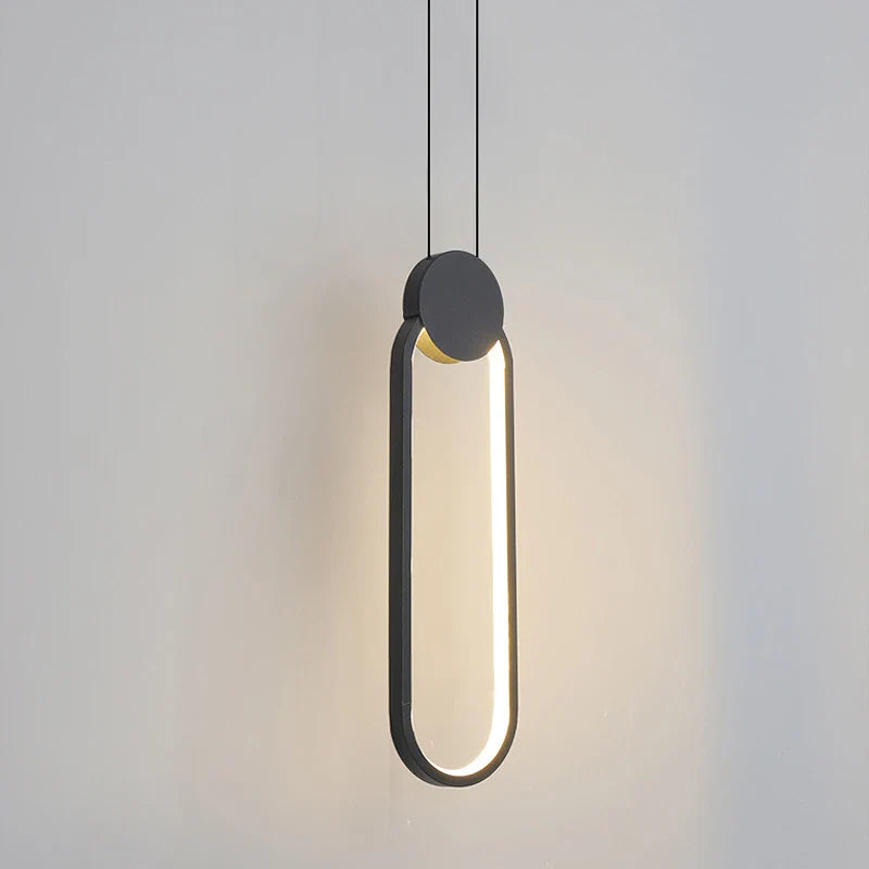 Afralia™ Black Ring Pendant Lamp | Dimmable LED Ceiling Hanging Light for Bedroom Decor