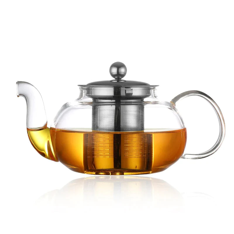 Afralia™ Glass Teapot Flower Tea Set with Stainless Steel Strainer