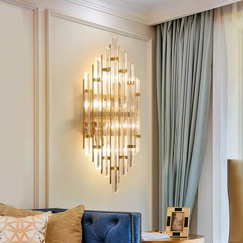 Afralia™ Elegant Crystal Wall Lamp for Living Room, Bedroom, and Aisle Lighting