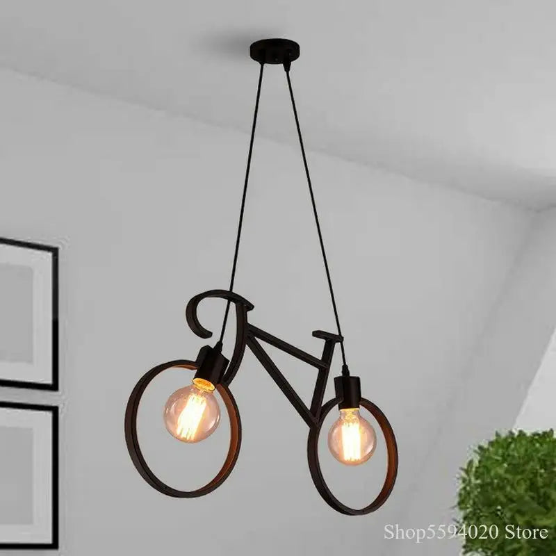 Afralia™ Iron Bike Chandelier Pendant Lamp for Restaurant, Bar & Home Lighting