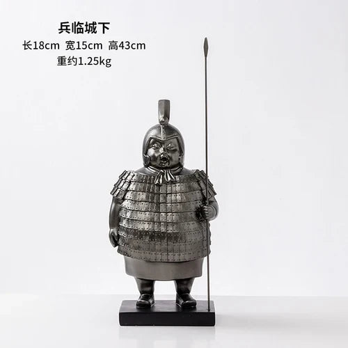 Afralia™ Retro Terracotta Fat Soldier Sculpture Abstract Figure Statue for Home Decor