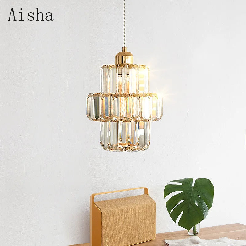 Afralia™ Modern Crystal Pendant Chandelier for Luxury Bedroom, Loft Style Fixture