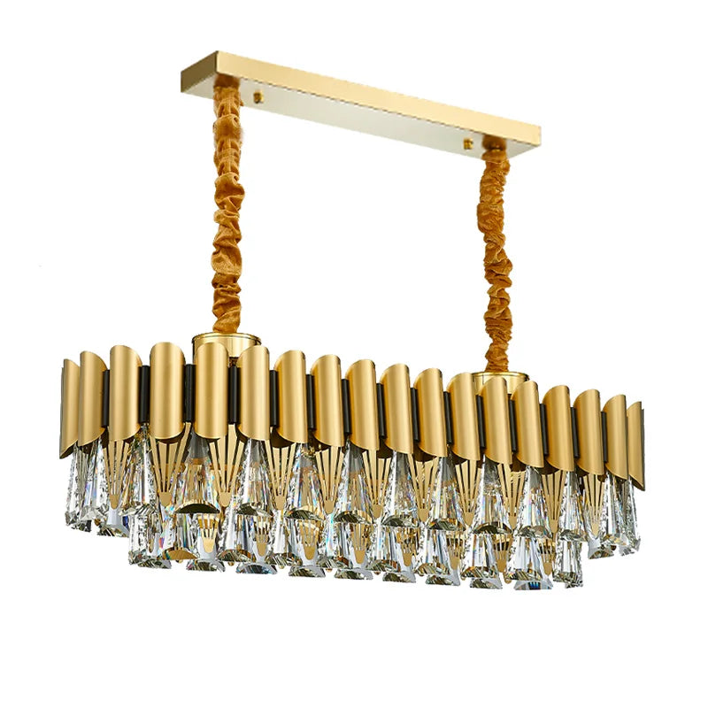 Afralia™ Oval Stainless Steel Crystal Chandelier for Dinning Room Lighting