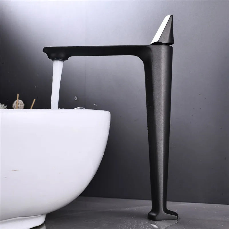 Afralia™ Black Brass Bathroom Sink Faucet Hot Cold Mixer Deck Mounted Water Tap