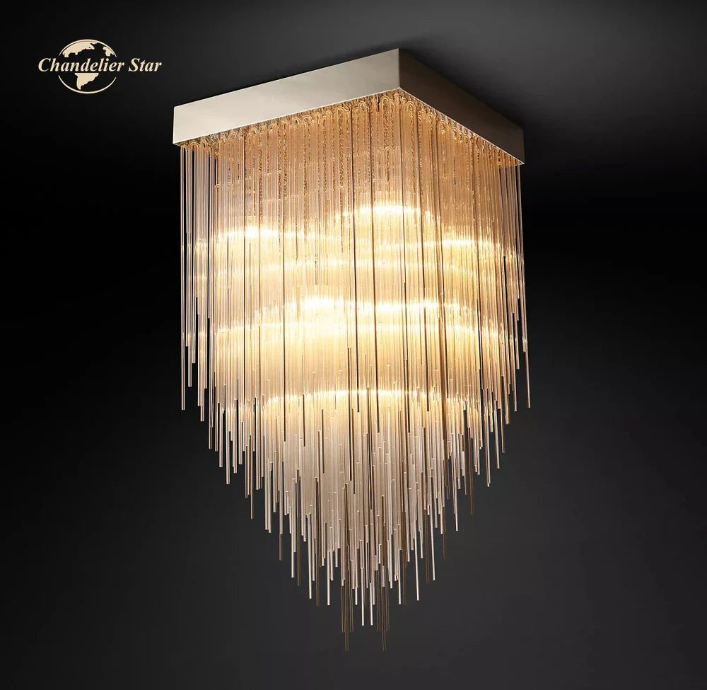 Afralia™ Cascada LED Glass Chandelier: Stylish Square Pendant Light for Home Decor