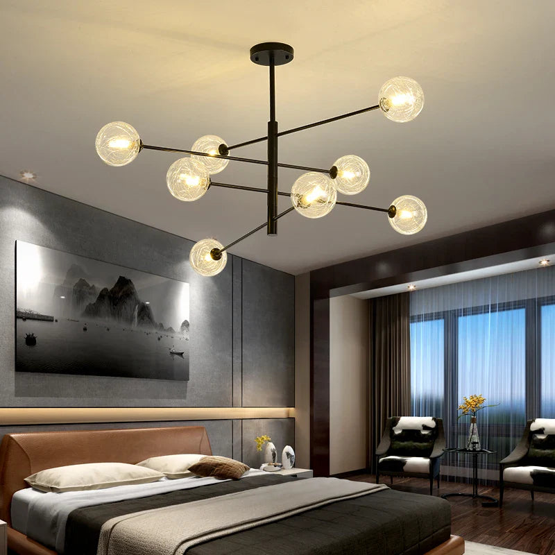 Afralia™ Black/Gold G9 LED Chandelier for Living Room Bedroom Modern Pendant Lighting