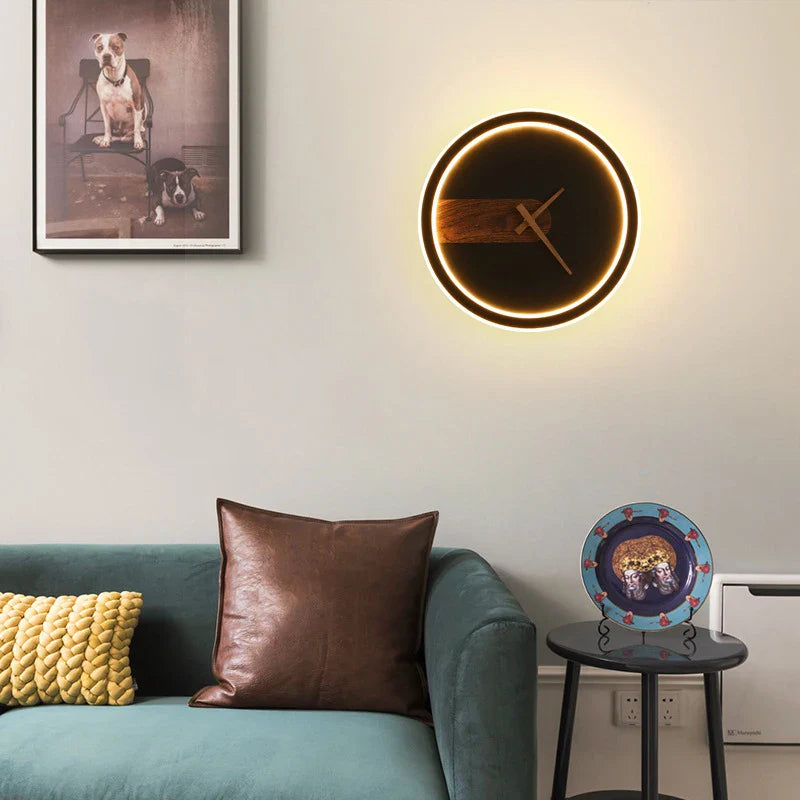 Afralia™ Aluminum Clock Wall Lamp - Modern Led Sconce Light for Home, Hotel & Aisle