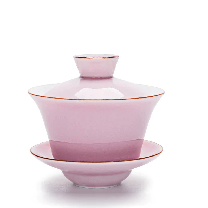 Afralia™ Celadon Tea Tureen & Flower Gaiwan Kung Fu Tea Set 140ml Puer Kettle