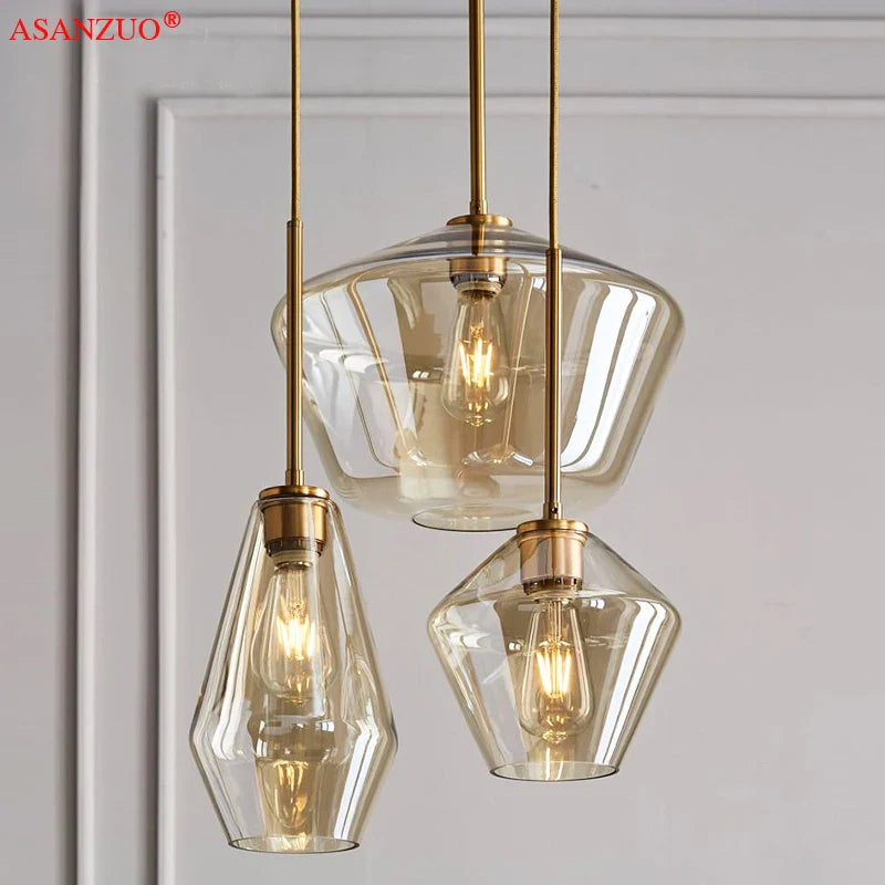 Nordic Glass Pendant Lights for Kitchen Island by Afralia™ - Stylish Lighting Solution