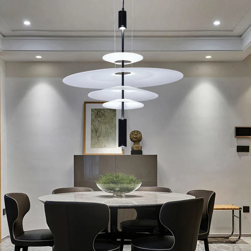 Afralia™ Nordic Flamingo Chandelier: White Light Minimalist Round Lamp for Living, Bed, Dining Room