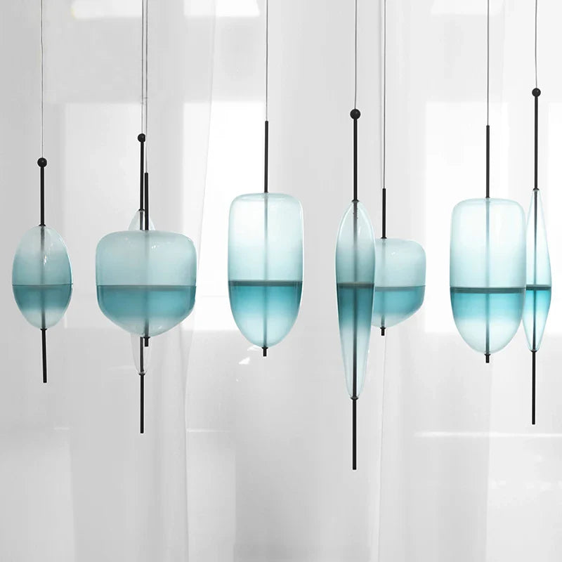 Afralia™ Nordic Art Venice Flow Lake Blue Glass Chandelier