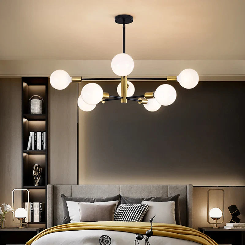 Afralia™ Nordic Gold Black Chandelier Modern Living Room Bedroom Light Fixture