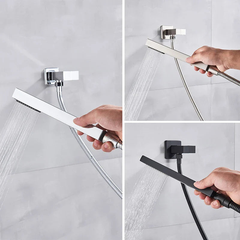 Afralia™ ABS Plastic Hand Shower with Hose, Bracket | Wall Mounted Handheld Shower