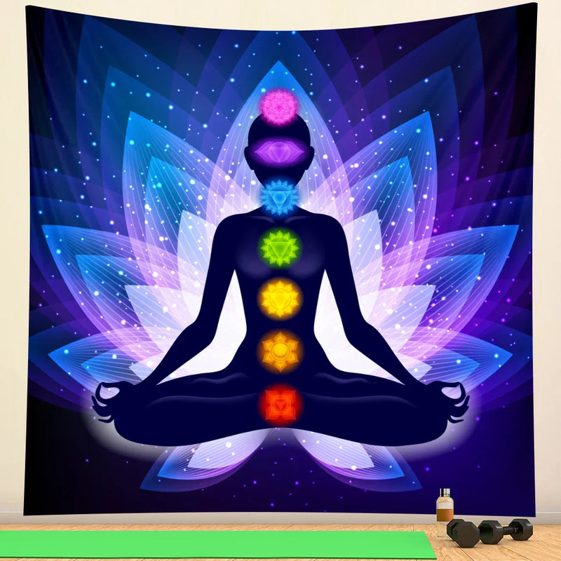 Afralia™ Meditation Chakra Mandala Tapestry for Bohemian Home Decor and Yoga Practice