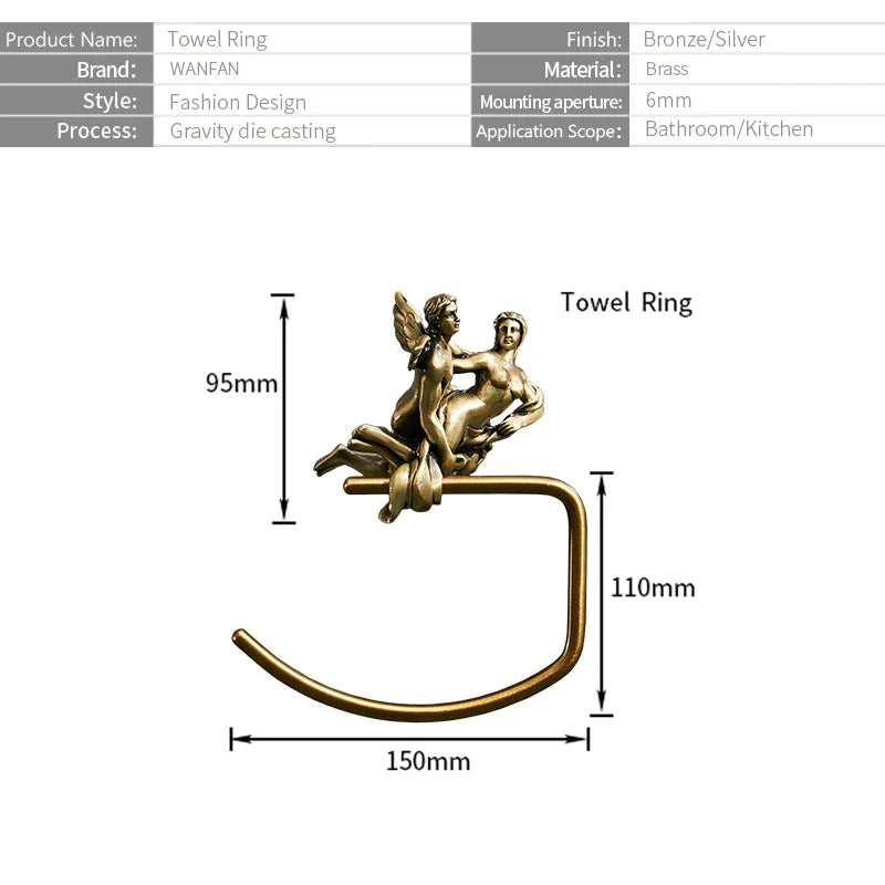 Afralia™ Bronze Towel Rack: Wall Mounted Brush Towel Ring for Romantic Series Shower Room