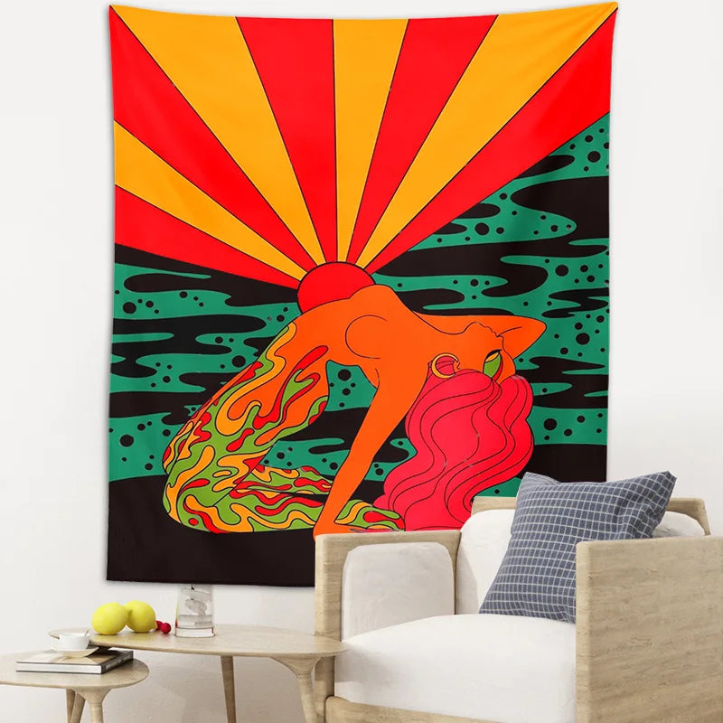 Afralia™ Sunshine Psychedelic Tapestry Home Wall Decor for Living Room & Bedroom