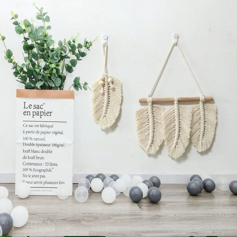 Macrame Feather Wall Hanging by Afralia™ for Home Decoration in Nursery, Kids Room, Living Room