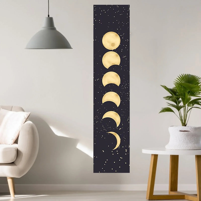 Black Galaxy Night Sky Moon Phase Tapestry by Afralia™ - Psychedelic Wall Hanging & Throw Blanket