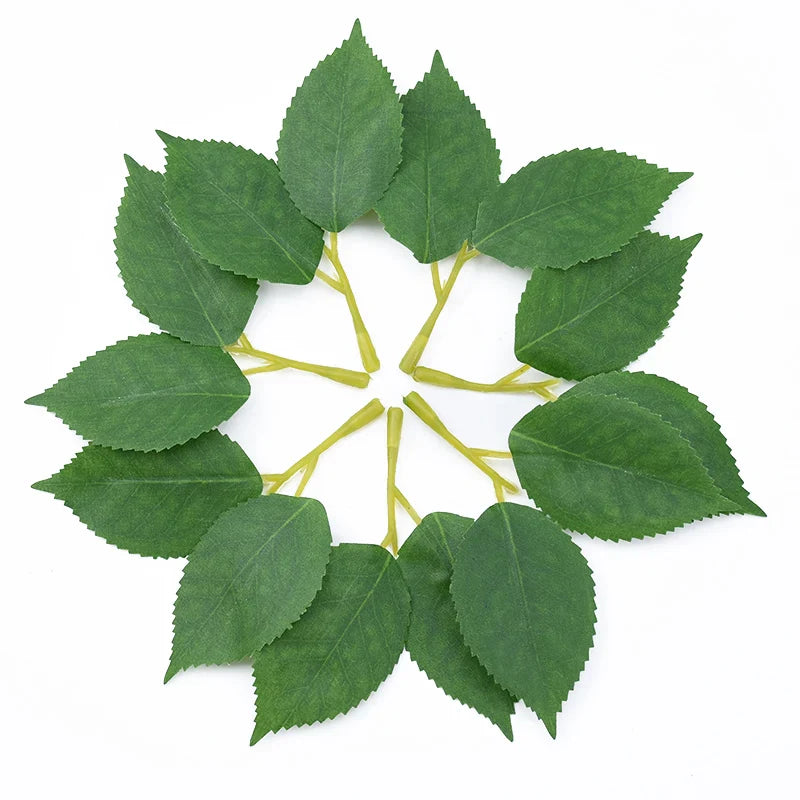 Afralia™ Rose Leaves DIY Gift Box Vases Home Decor Scrapbooking Silk Leaf Artificial Plants